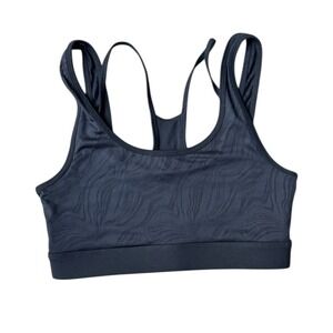 Fabletics Black Embossed Zebra Print Racerback Sports Bra Small